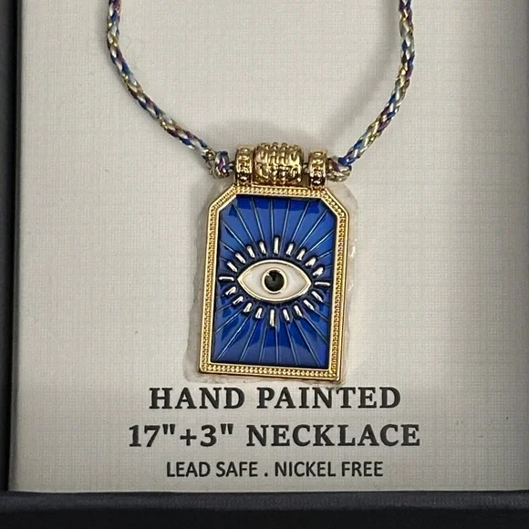 Piper K Gold and Blue Eye Pendant Necklace - Picture 2 of 3